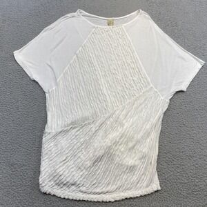 XCVI Shirt Womens Medium White Textured Crinkle Front Short Sleeve Top